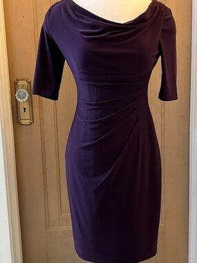 Ralph Lauren Deep Purple Cowl Neck Midi Dress